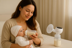 Hands-Free Electric Breast Pump interface displays four pumping modes for customizable comfort.