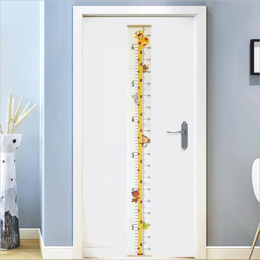 Hangable wall decor doubles as an educational height ruler.