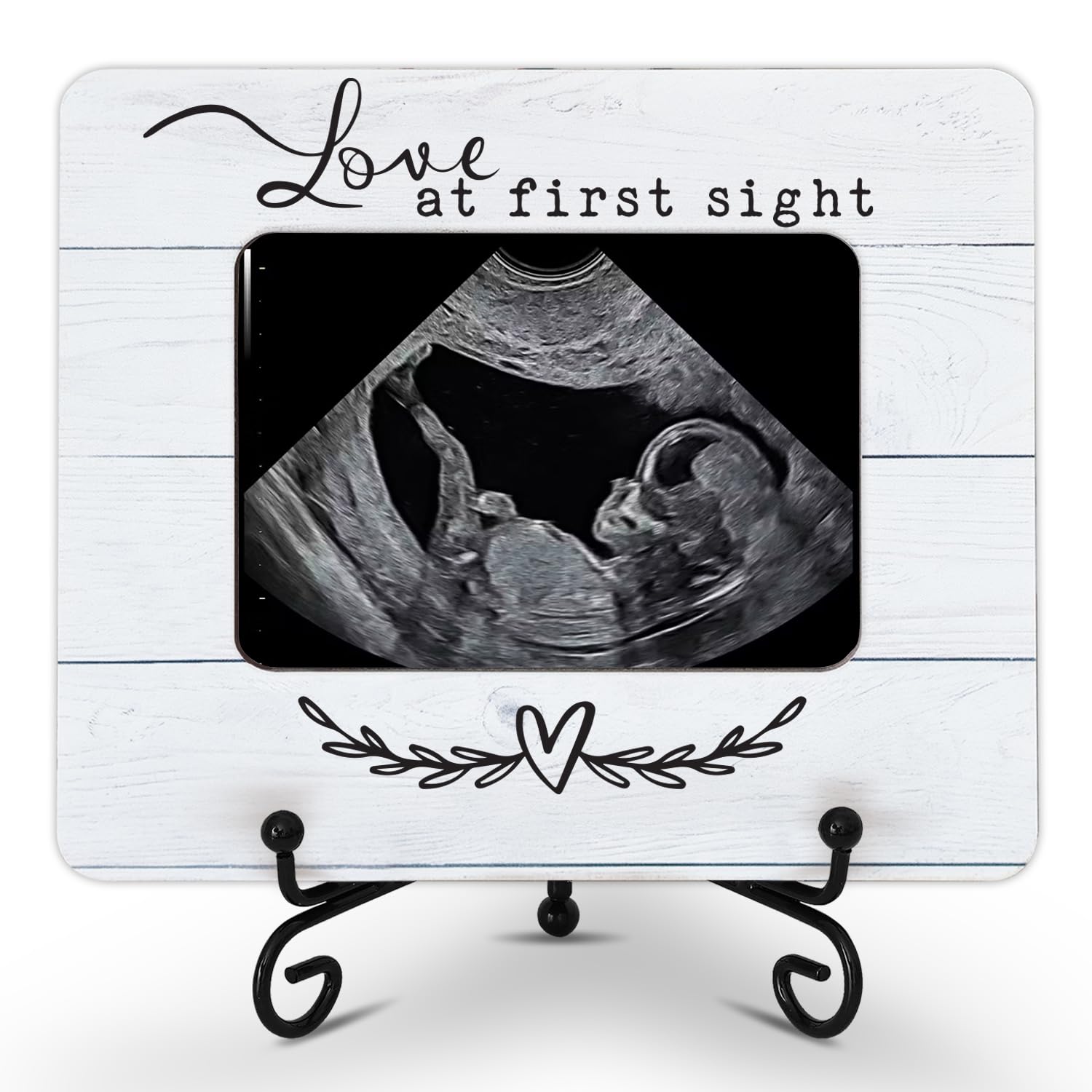 Hangwoous wooden sonogram frame with rustic finish, ideal for a 2x3 ultrasound photo.