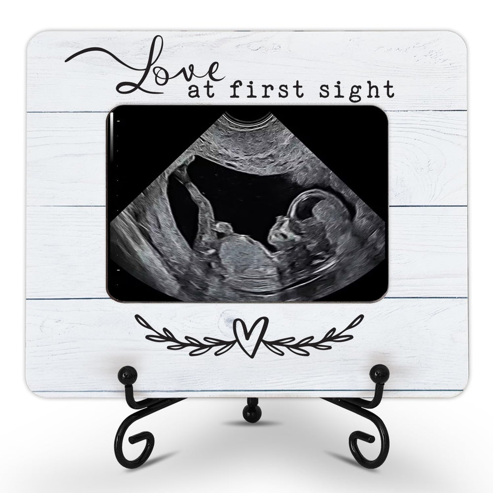 Hangwoous wooden sonogram frame with rustic finish, ideal for a 2x3 ultrasound photo.