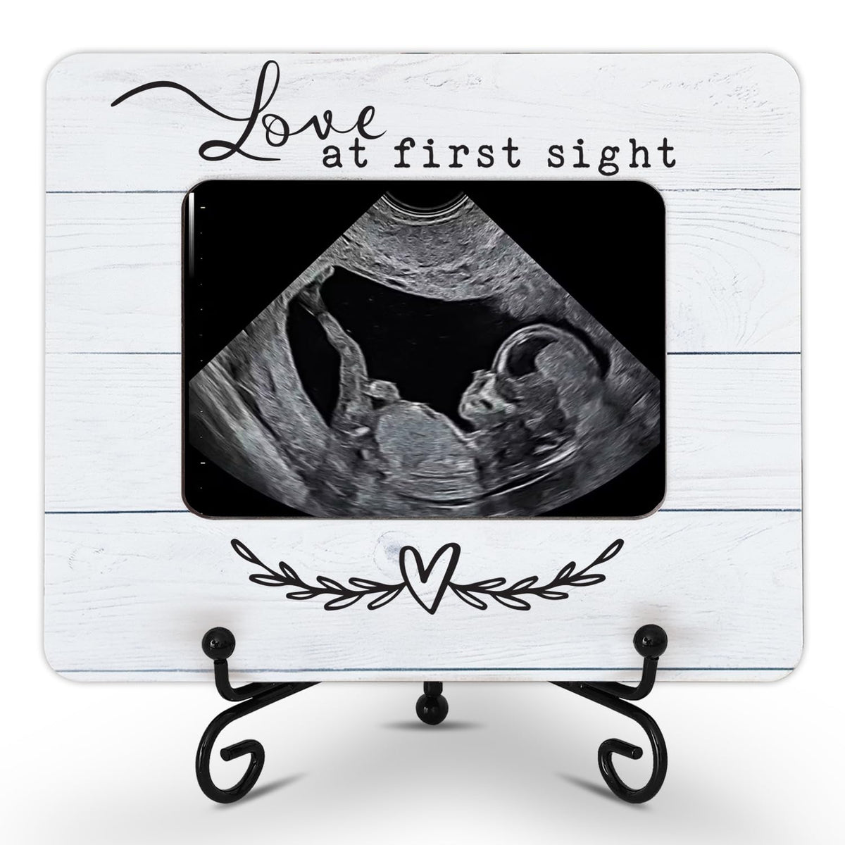 Hangwoous wooden sonogram frame with rustic finish, ideal for a 2x3 ultrasound photo.
