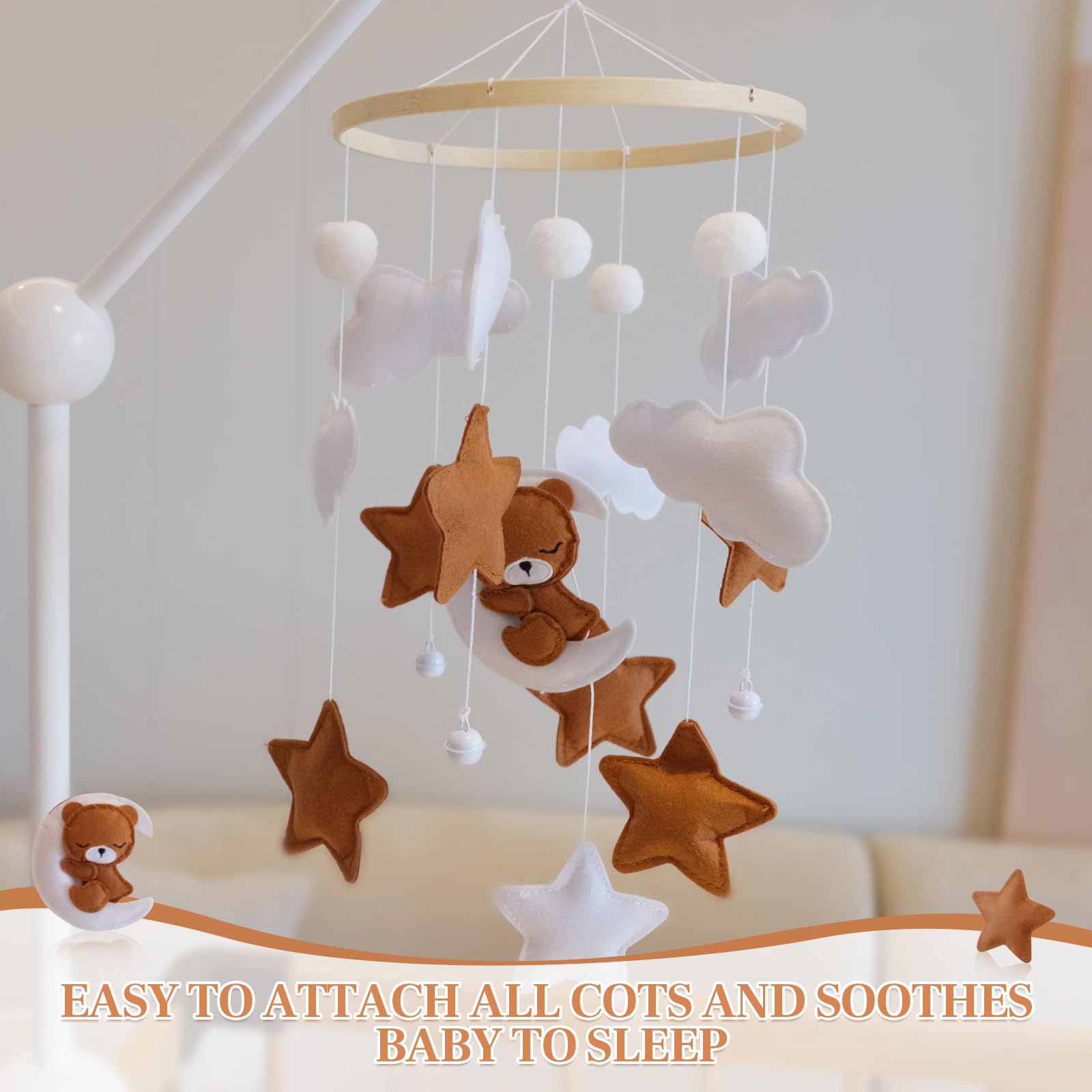 HanMiaMia adjustable-mobile-position enables precise height customization over the crib