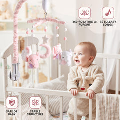 HanMiaMia baby mobile with 25-inch arm offers clear viewing from the crib.