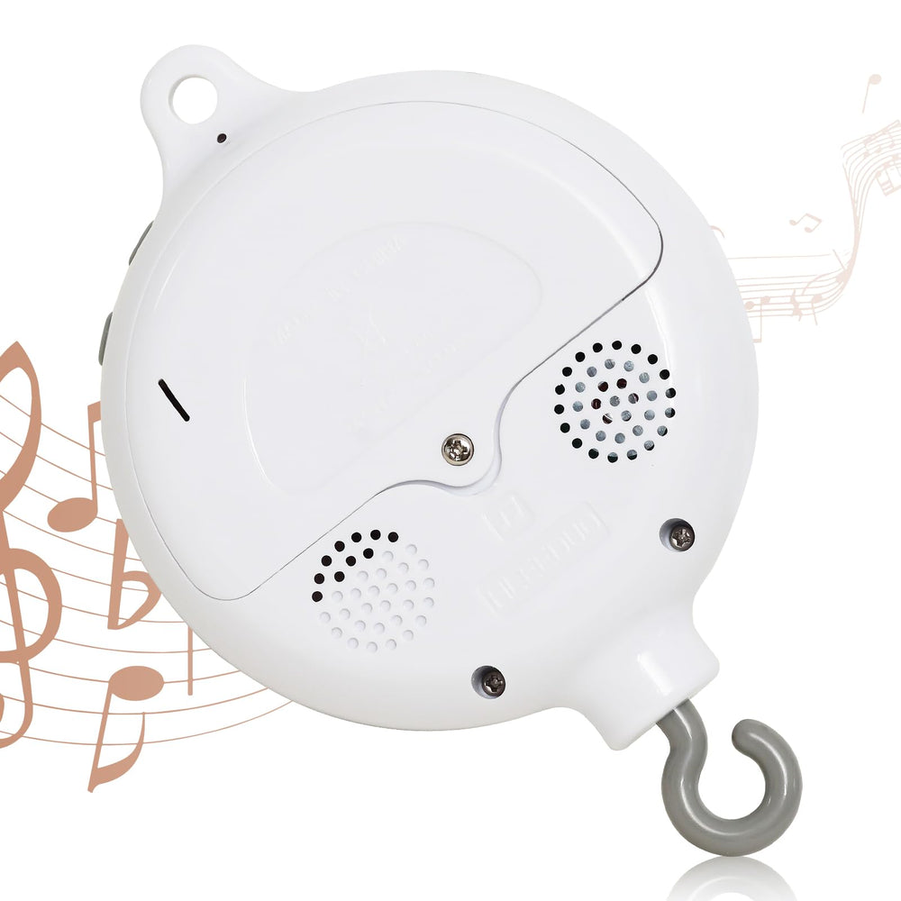 HanMiaMia crib mobile front view with rotating carousel for visual tracking and soothing music.
