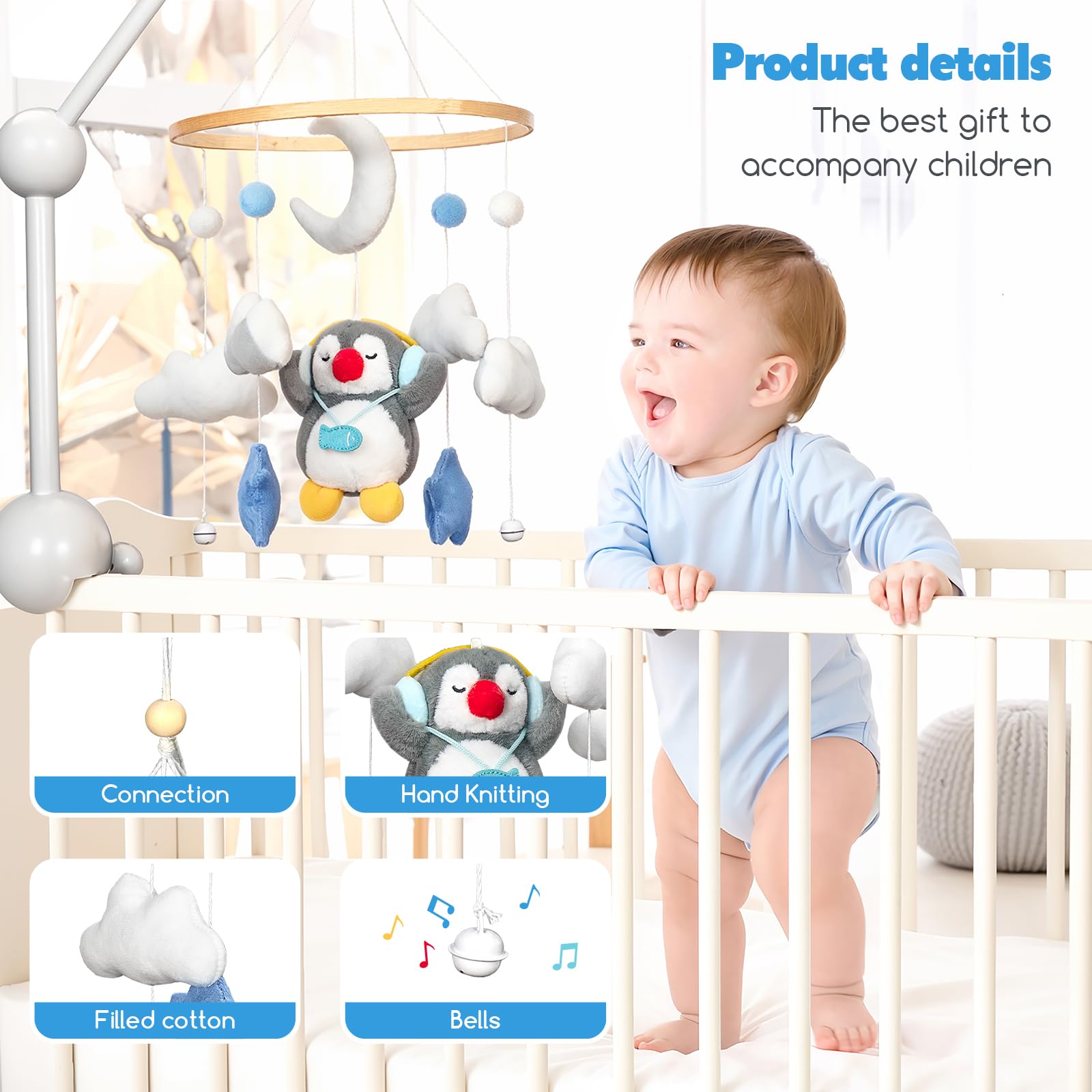 HanMiaMia plush lambswool mobile uses soft fabric for cozy sensory play