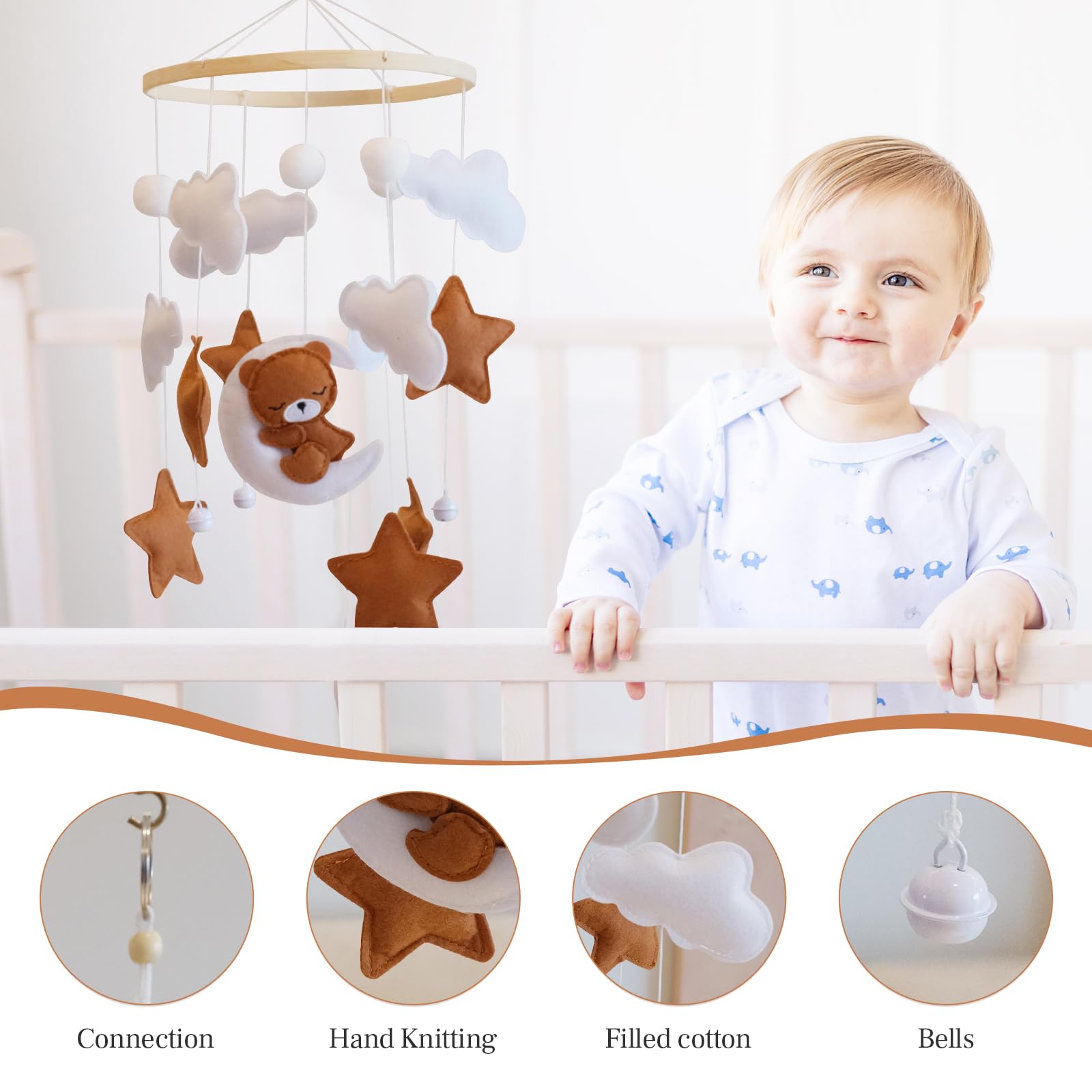 HanMiaMia stars-bells-mobile provides subtle chimes for gentle interest