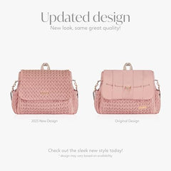 Hannah & Sophia Belle side view highlighting insulated bottle holders for drinks.