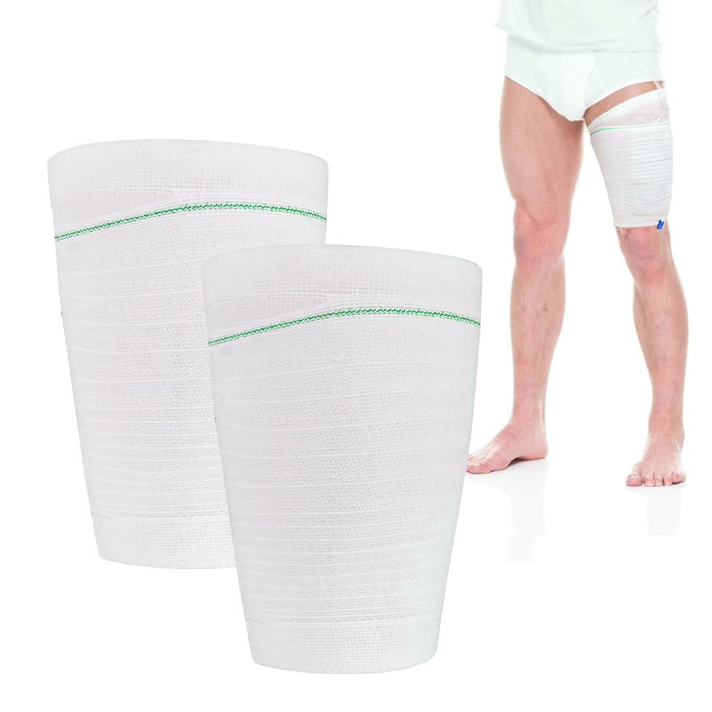HANSILK catheter leg bag holder, front view, showing secure and discreet leg support.