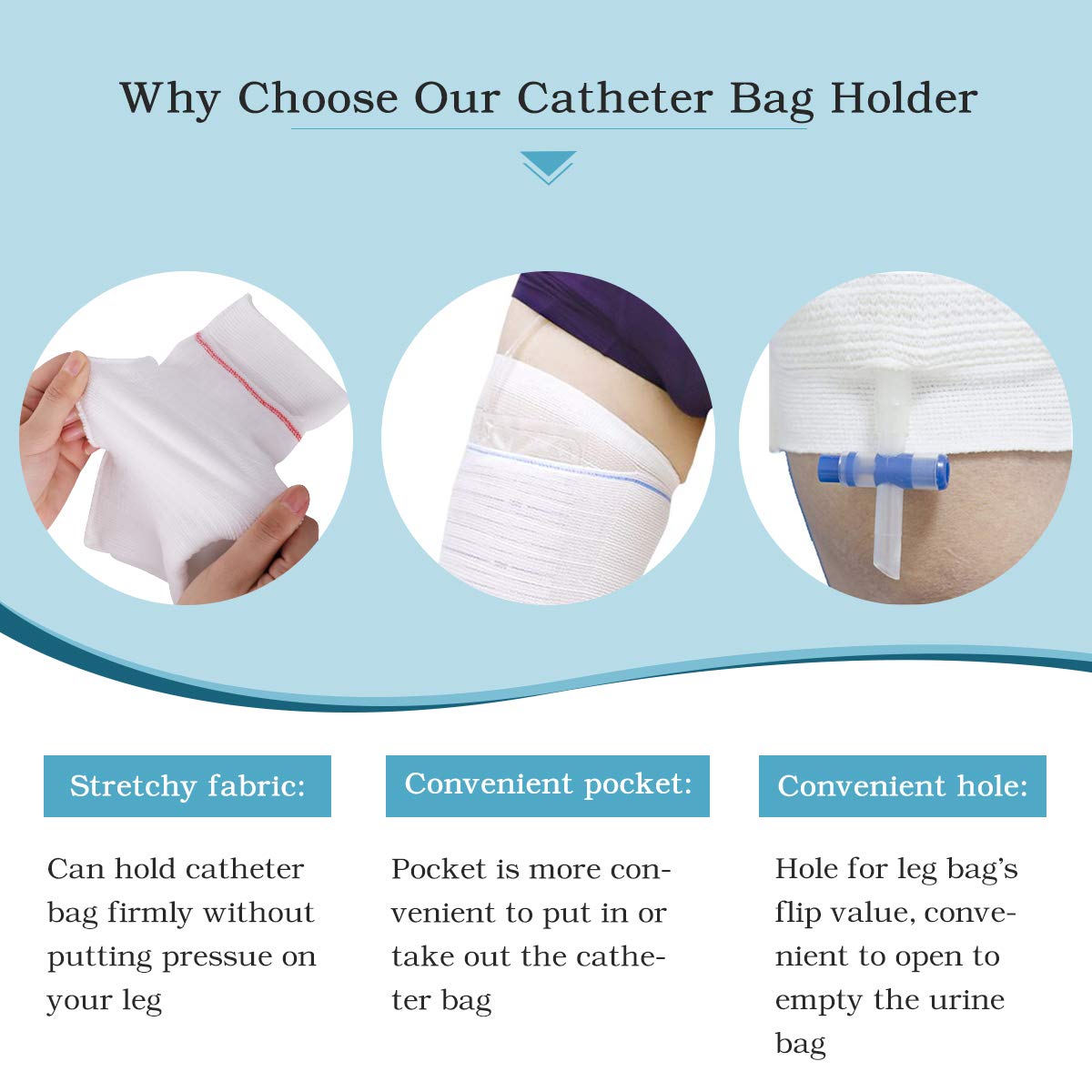 HANSILK catheter leg bag holder on leg demonstrates stable wear during daily activities.