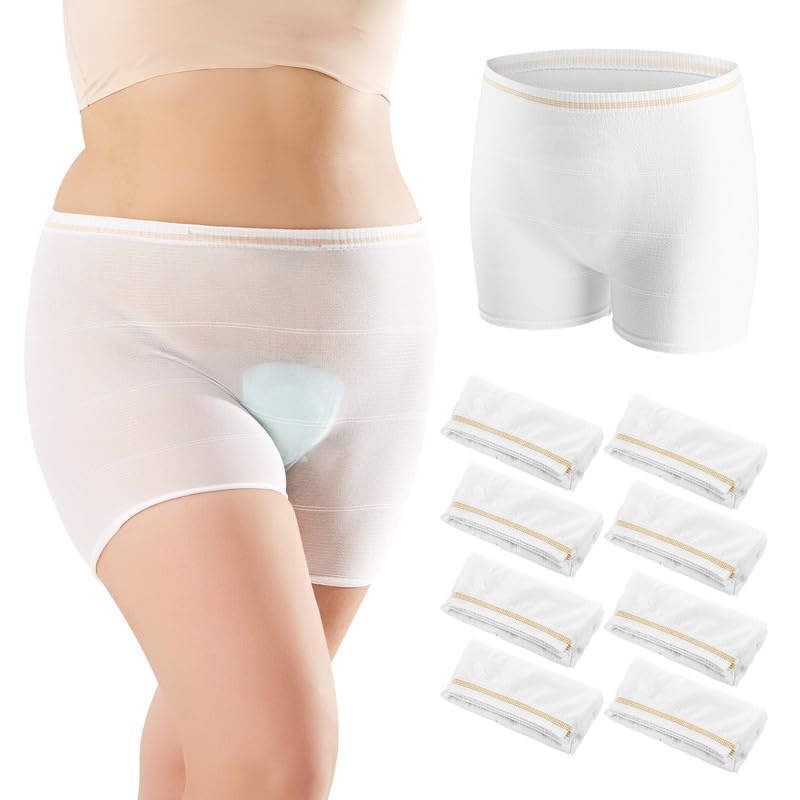 HANSILK postpartum 8-pack mesh underwear, breathable and comfortable for recovery days.