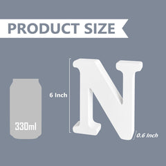 HANWER letter N side view, shows slim 0.6 inch thickness for lightweight decorating.