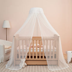 HanYun baby bed canopy with clip-on stand over crib for breathable comfort.