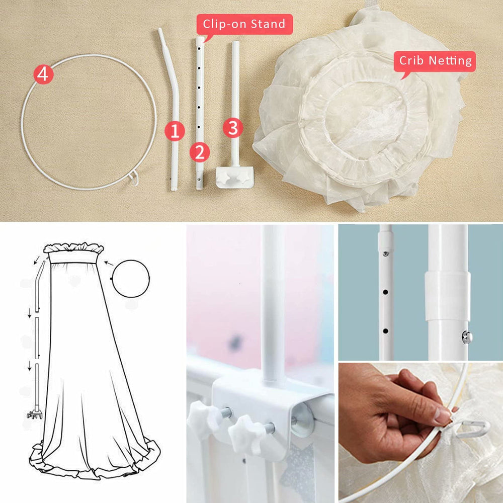 HanYun adjustable clip-on stand keeps canopy at the perfect height.