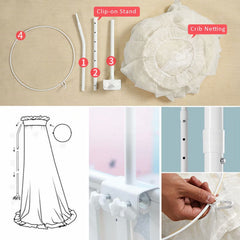 HanYun adjustable clip-on stand keeps canopy at the perfect height.