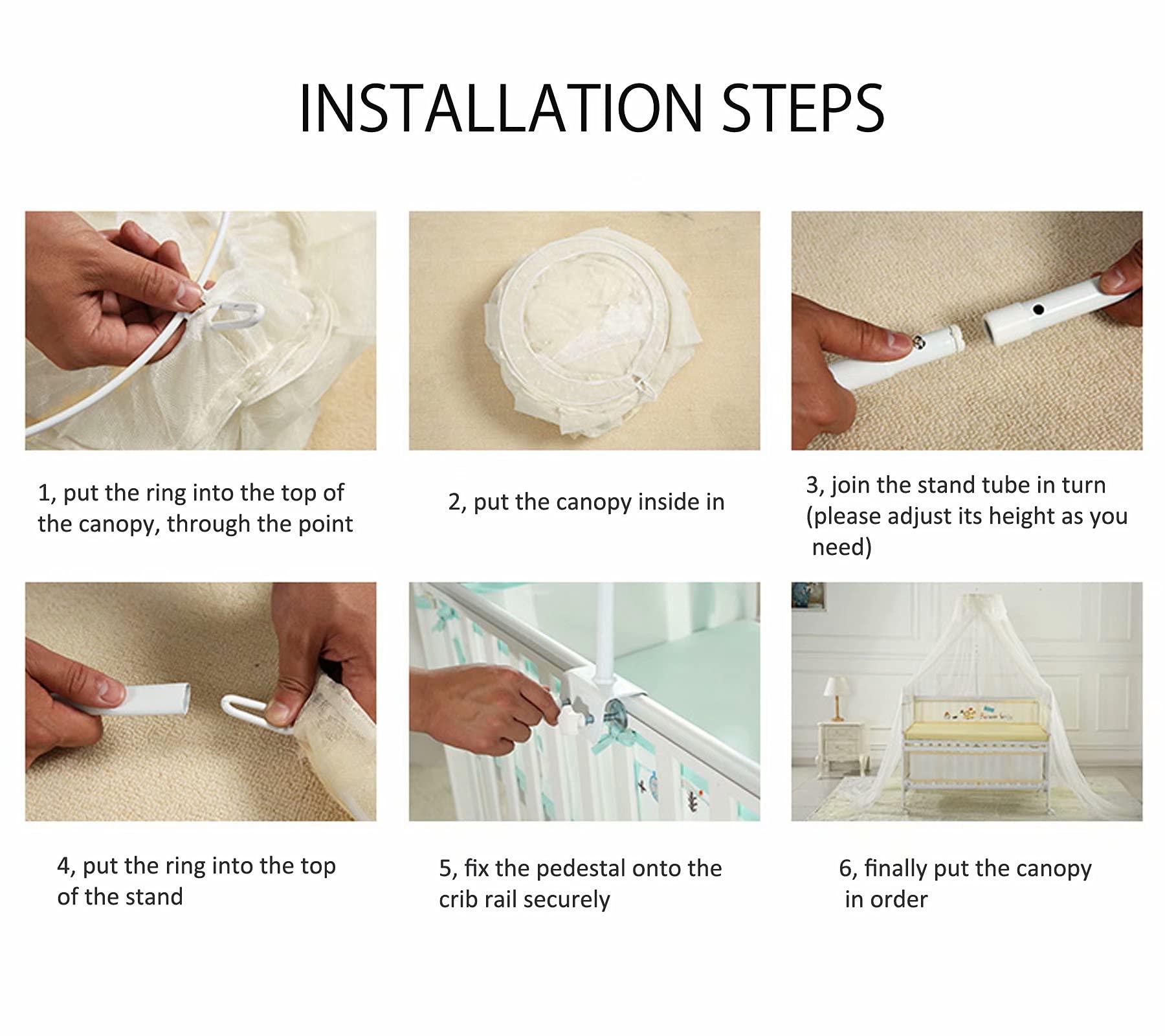 HanYun tool-free setup with secure crib-rail clamp protects the crib rail.