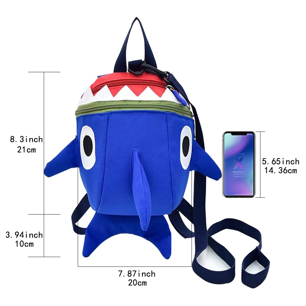 HANZE Shark backpack blue back view highlights lightweight nylon and durability.