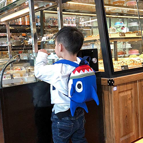 HANZE Shark backpack blue bottom view emphasizes compact toddler size.
