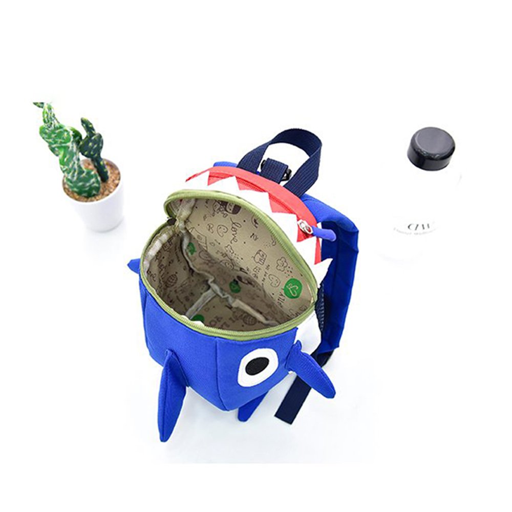 HANZE Safety Shark backpack blue top view shows portable harness leash.