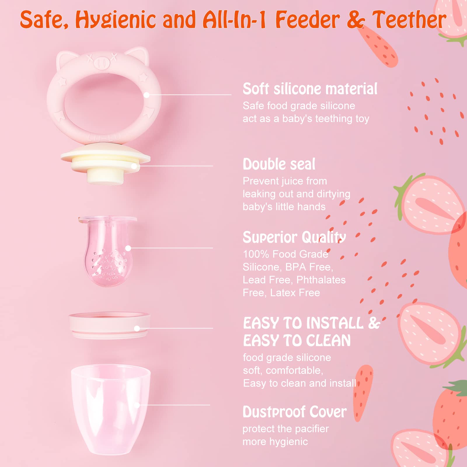 HAOBAOBEI bump texture teether massages gums while satisfying chewing urges.