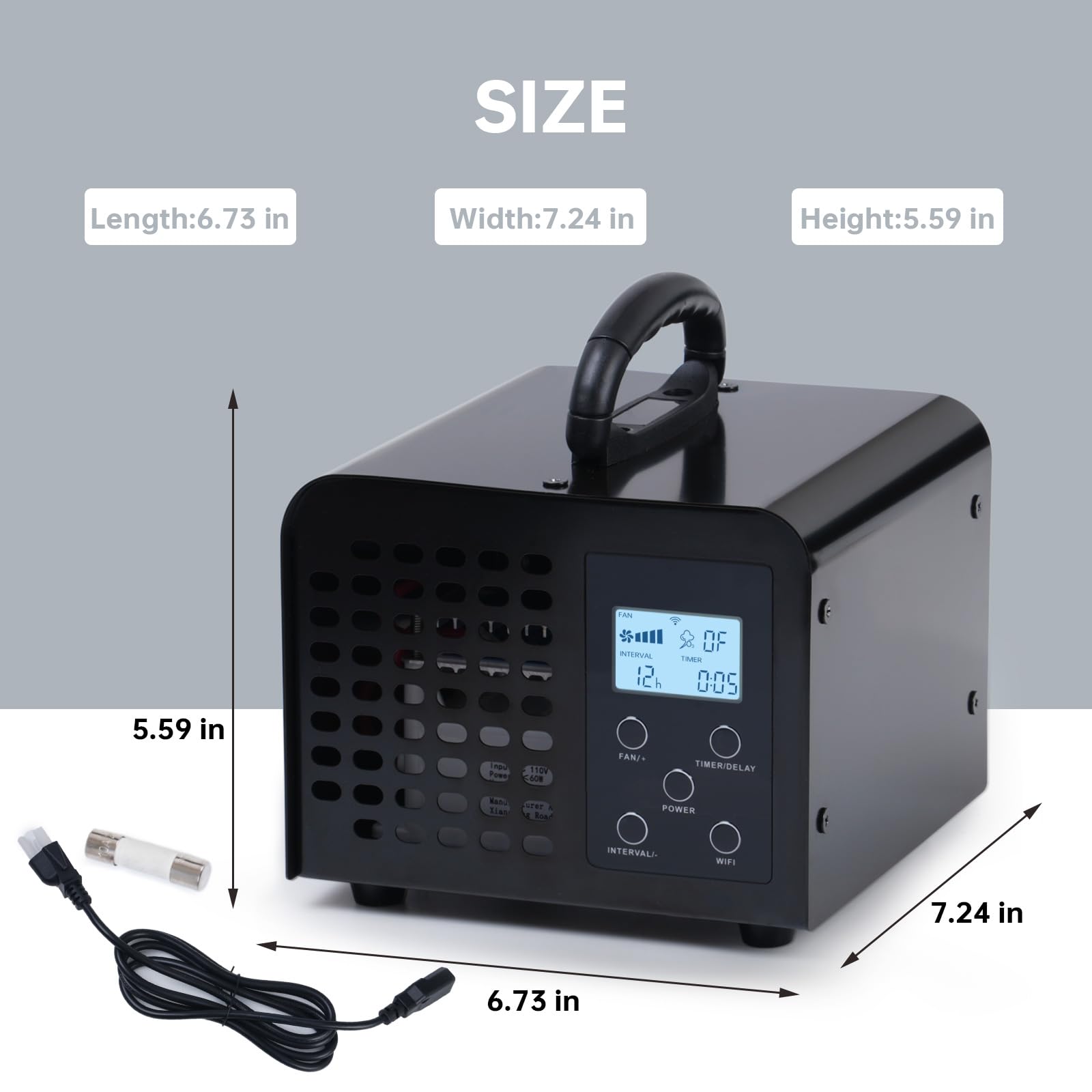 Haoguo ozone generator 1.8m power cord provides flexible placement options