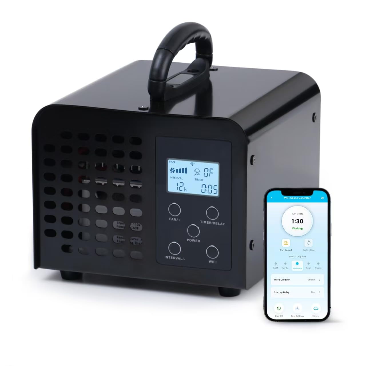 Haoguo ozone generator with LCD display for home use improves air freshness