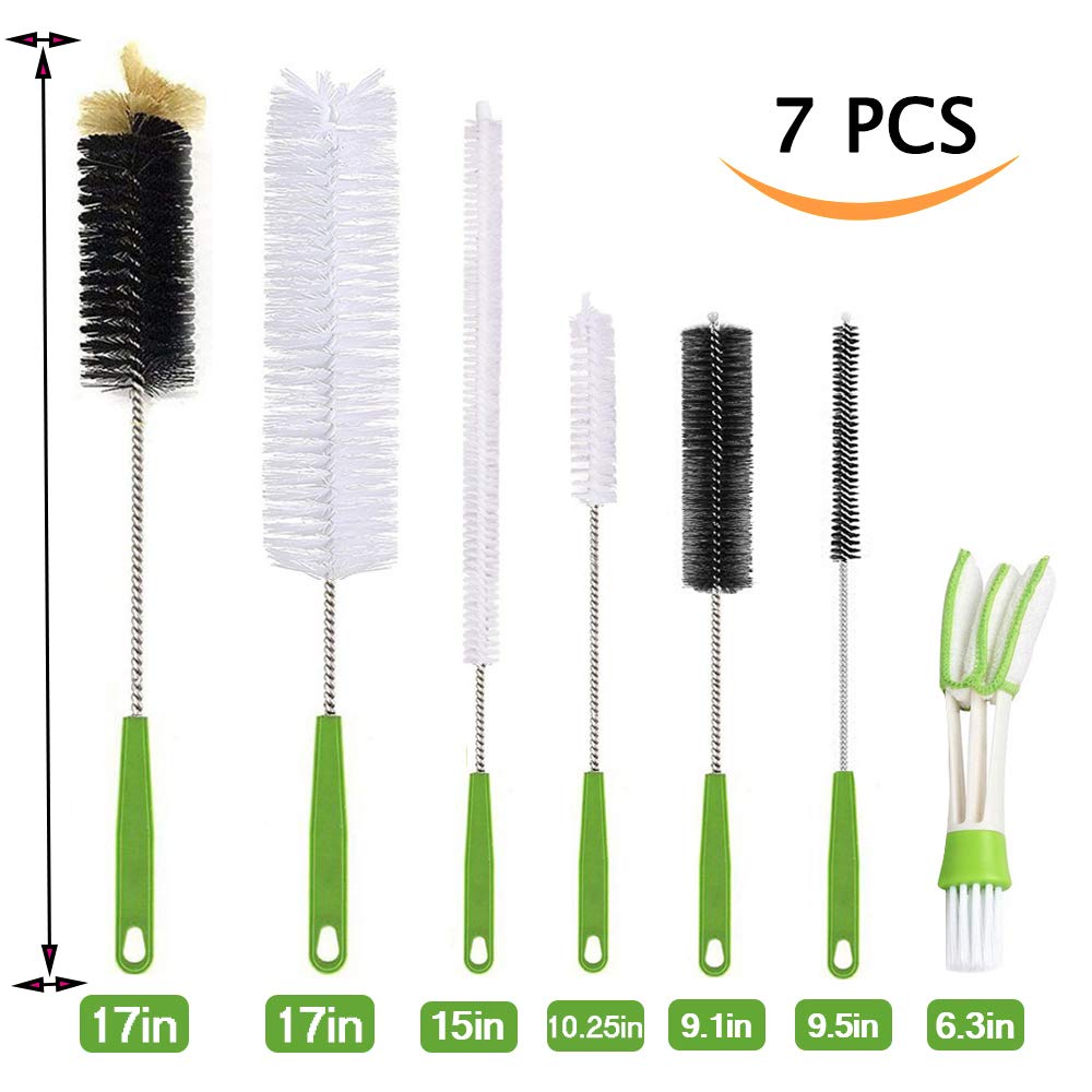 Haomaomao vase and pipe brush removes debris from narrow openings.