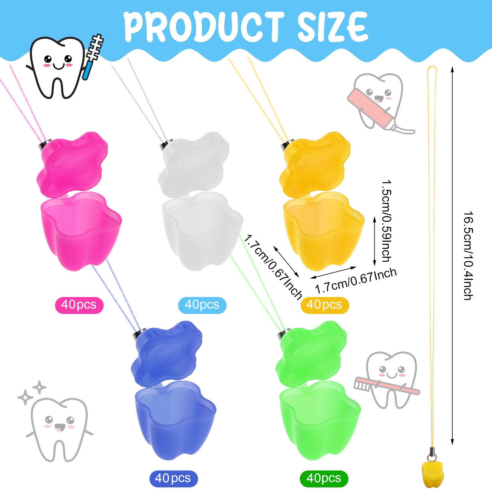 Haomian Tooth Saver Necklace colors bright, multicolor cases for kids.