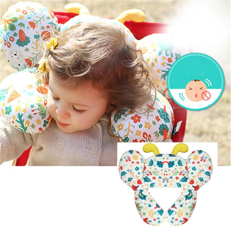 haozaikeji butterfly pillow in car seat offers gentle neck stabilization.