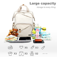 Hap Tim diaper bag backpack standing wide-open for quick access to essentials