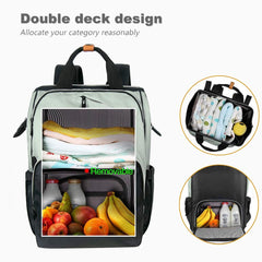 Hap Tim diaper bag backpack fabric is grey-black and waterproof