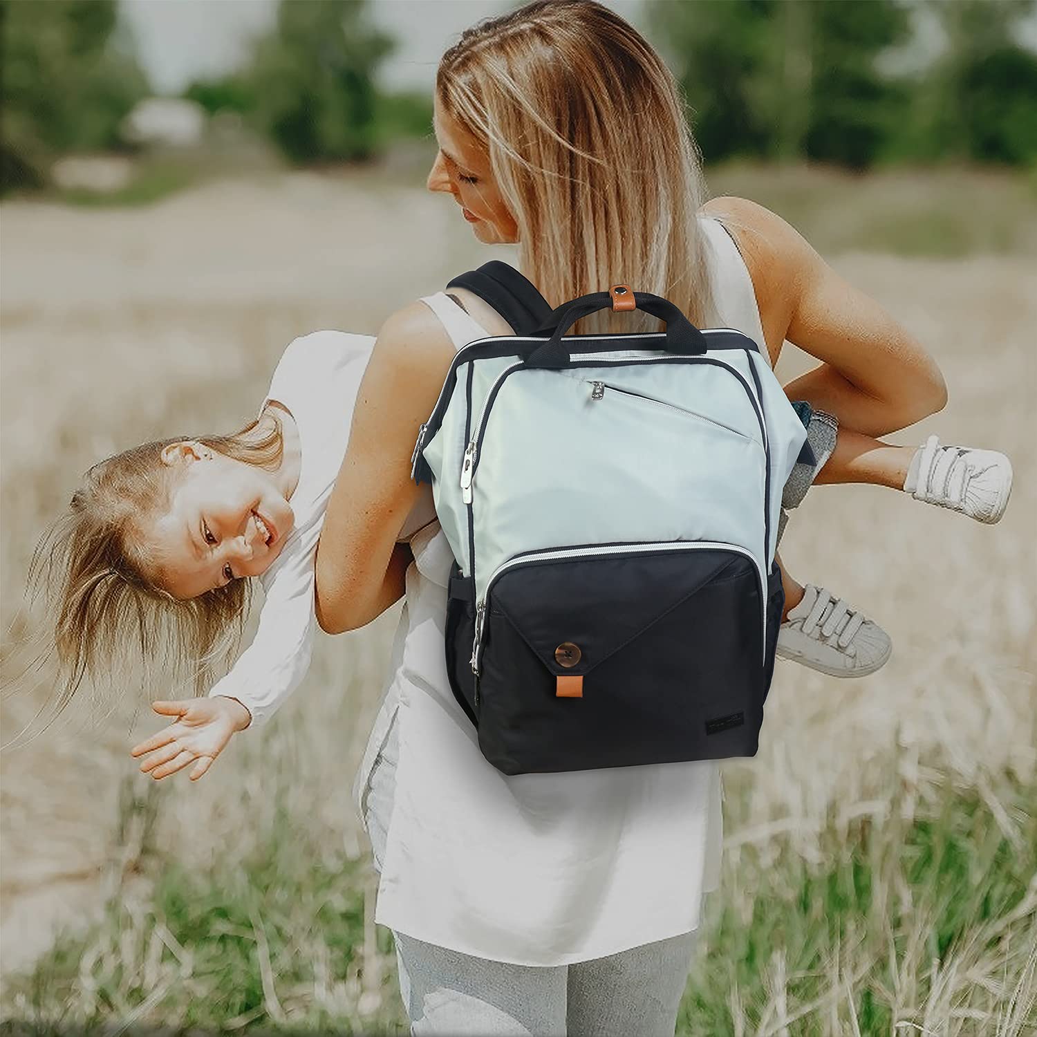 Hap Tim diaper bag backpack wide-opening design for easy packing
