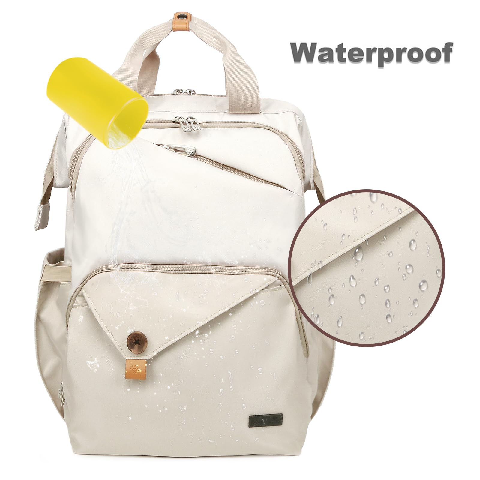 Hap Tim diaper bag stroller straps attached to a stroller for hands-free carrying
