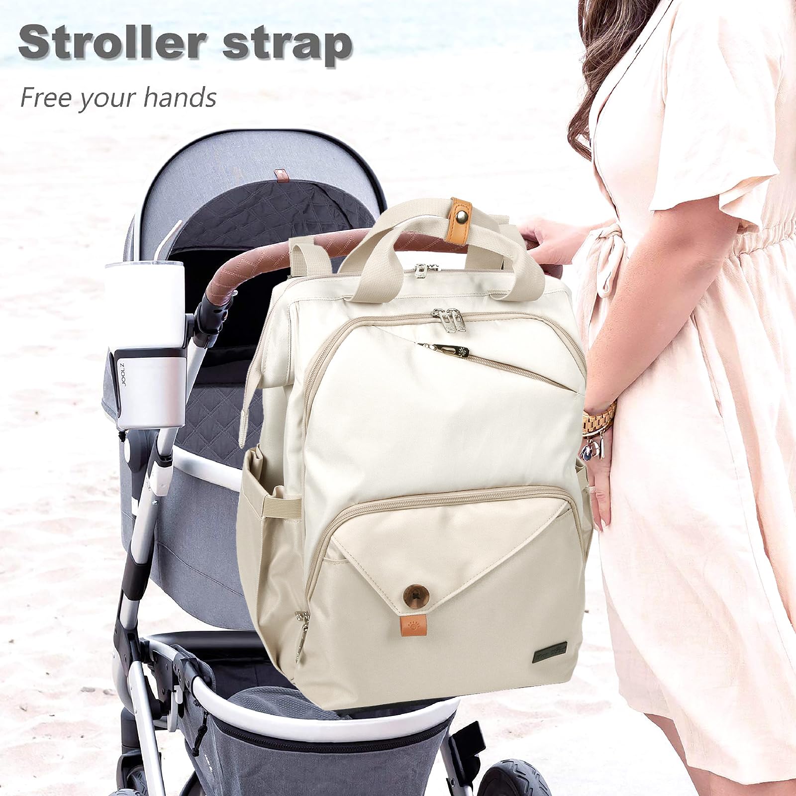 Hap Tim diaper bag fabric is waterproof to keep contents dry in rain