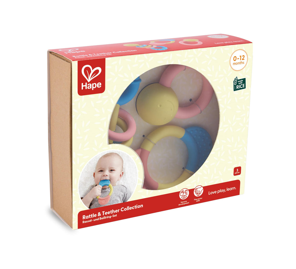 Hape baby holding teether supports grasp and tactile exploration