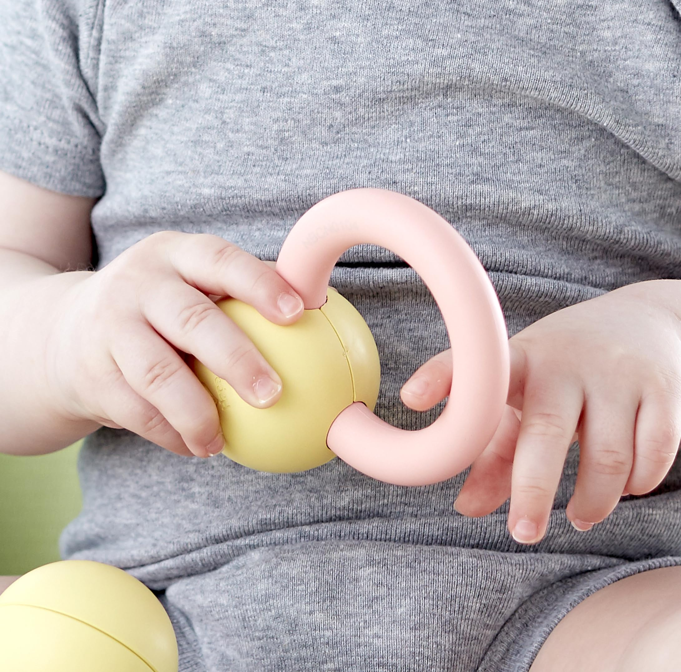 Hape soft colors stimulate baby's visual interest during play