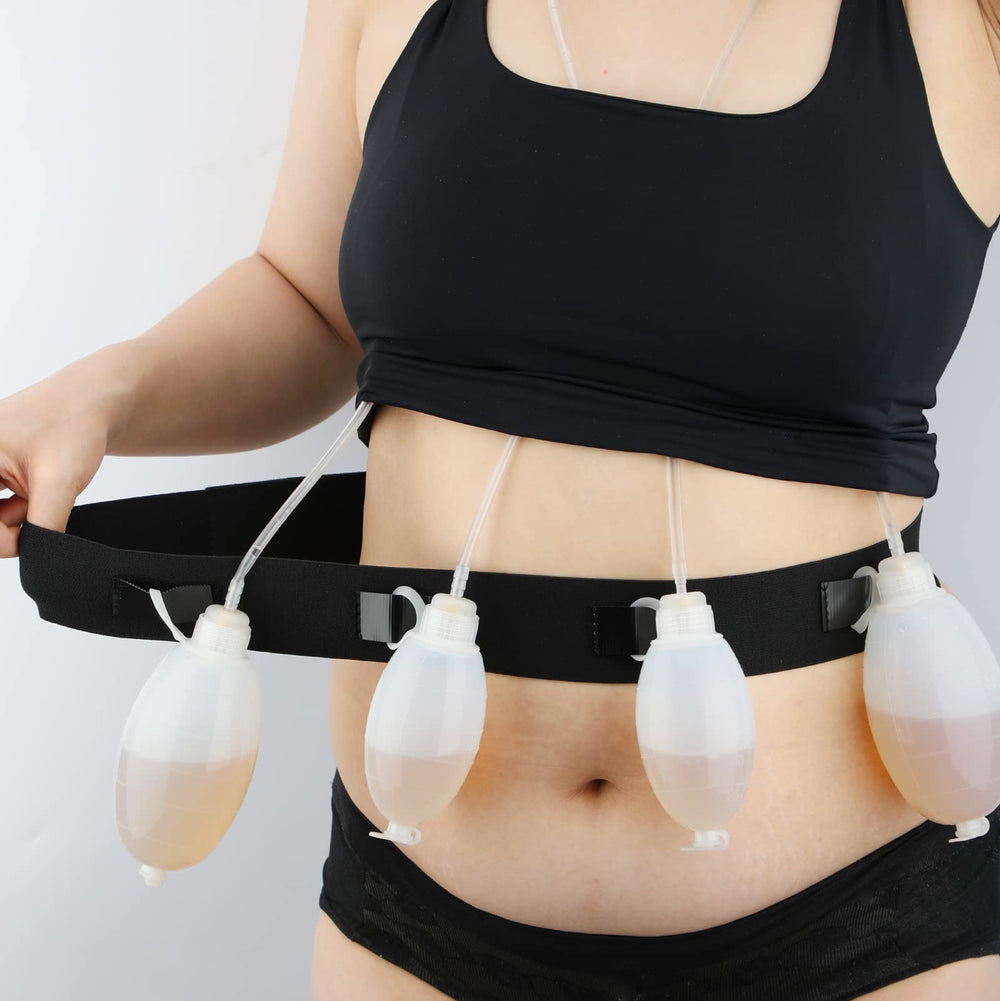 HapiPoppy drain belt under shirt keeps post-surgery drains comfortable and discreet.