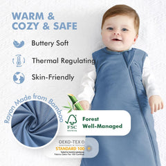 HAPIU bamboo sleep sack Dark Grey provides cozy wearable warmth for babies.