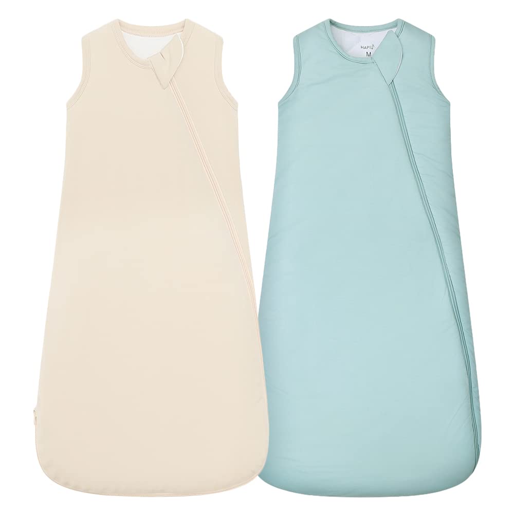 HAPIU bamboo sleep sack front view in Sage & Oat, soft and breathable for all-season comfort.