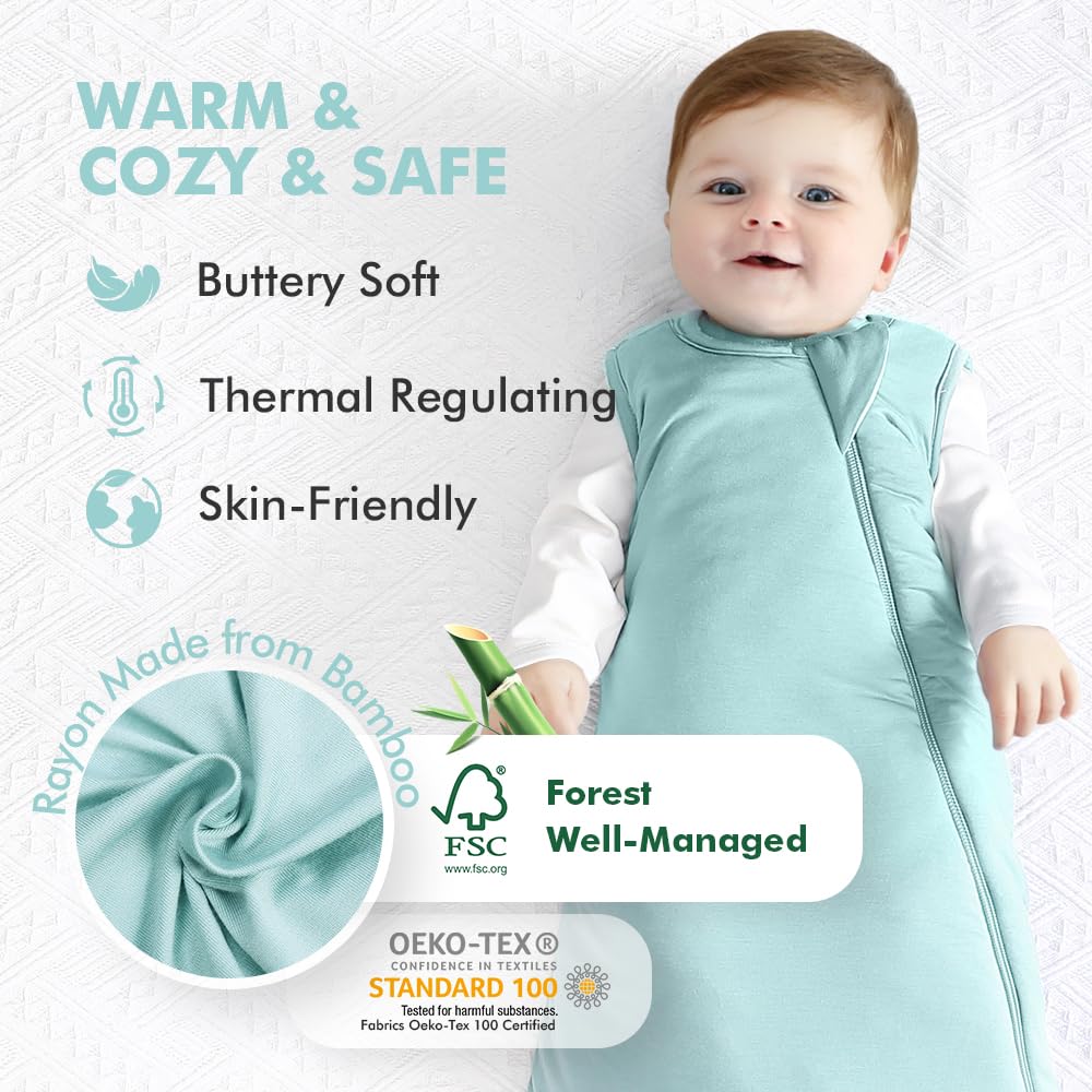 HAPIU sleep sack sage with 2-way zipper for easy diaper changes.