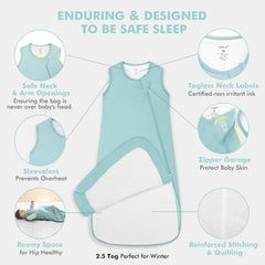 HAPIU sleep sack safety features zipper guard and secure openings for cozy nights.