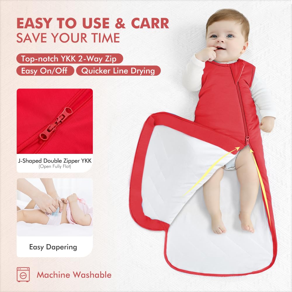 HAPIU sleep sack roomier fit highlighting leg room for kicking and growth.