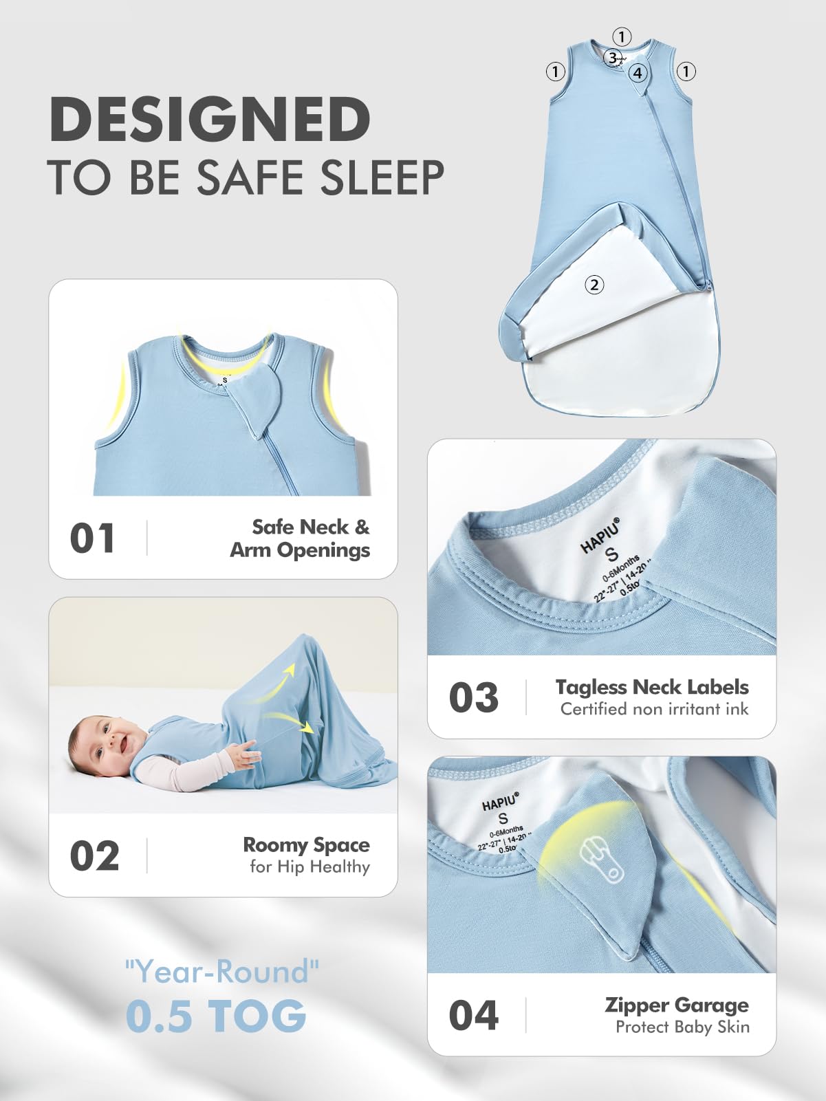 HAPIU safe design with zipper garage protects face.
