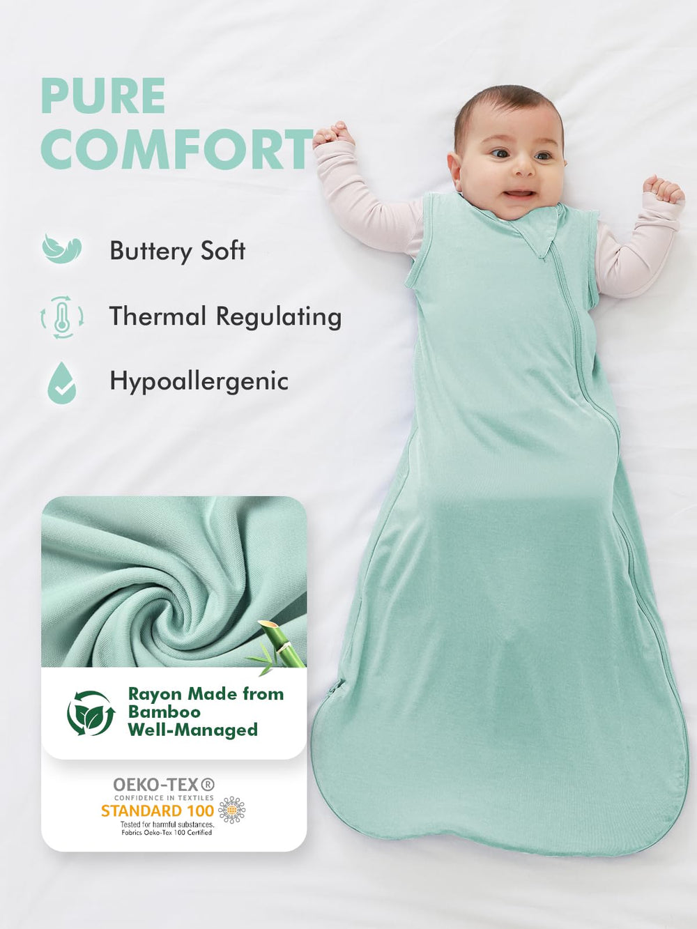 HAPIU two-way zipper sleep sack with easy diaper changes.