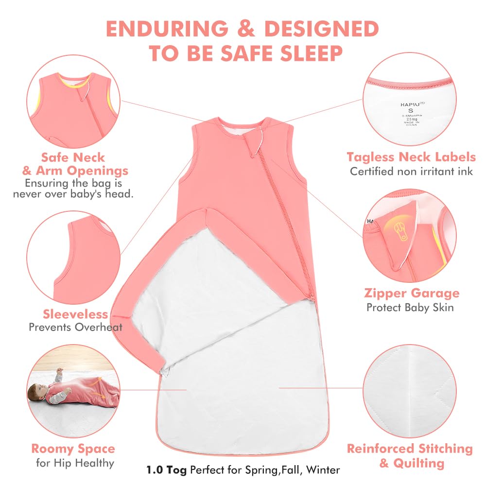 HAPIU Strawberry Ice sleep sack with roomy fit and growing baby stability