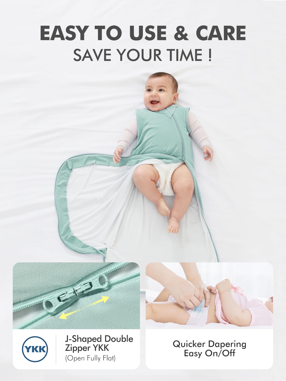 HAPIU wearable blanket design keeps baby cozy while sleeping.