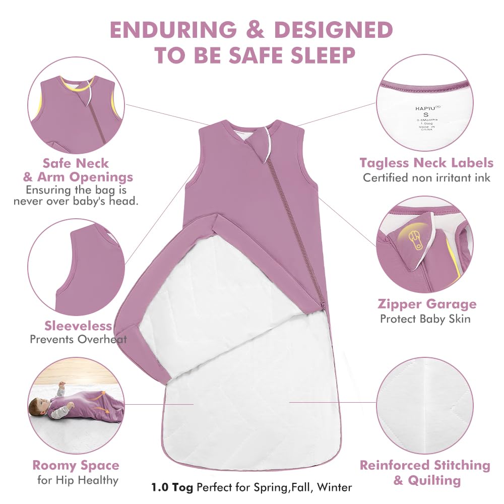 HAPIU sleep sack with zipper garage protects baby's face during sleep.
