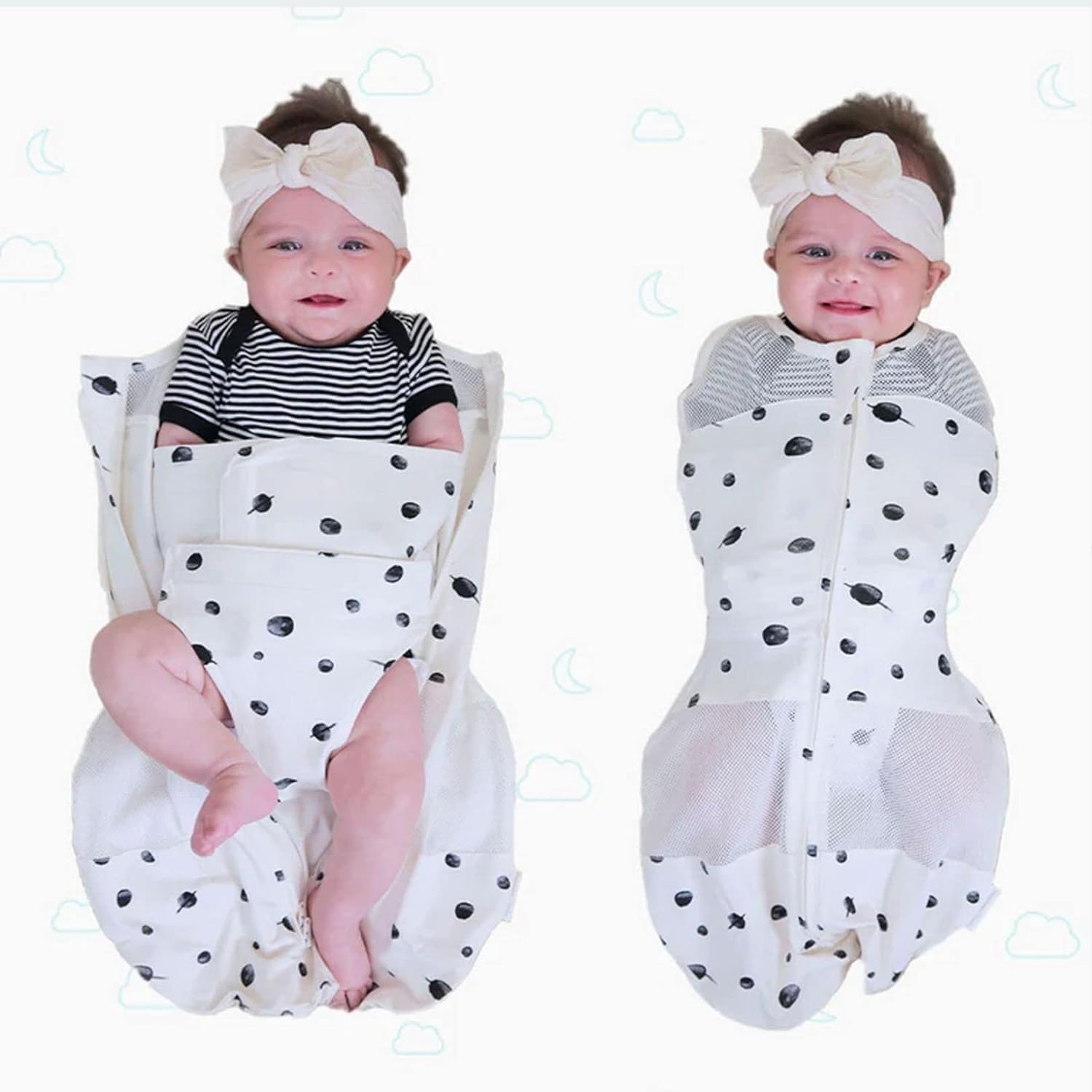 Happiest Baby Sleepea 2-way zipper offers top or bottom access for changes.