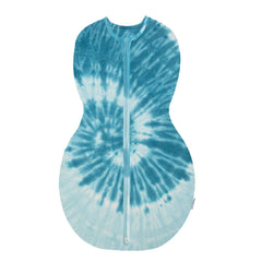 Happiest Baby Sleepea tie-dye blue swaddle provides quick, secure wrapping for bedtime