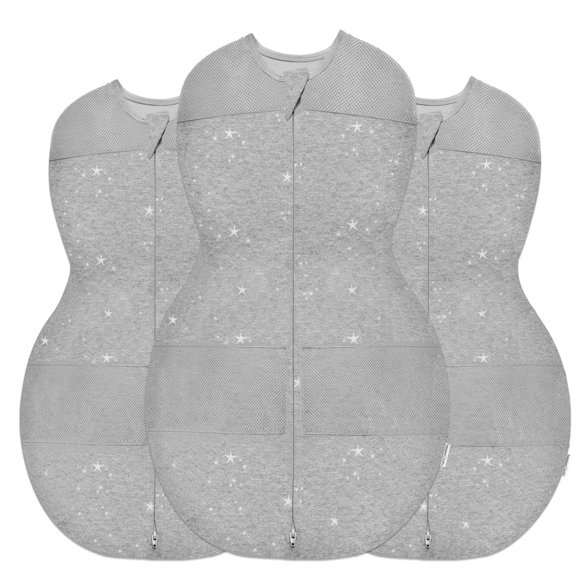 Happiest Baby Sleepea graphite stars pack front view for newborn swaddle