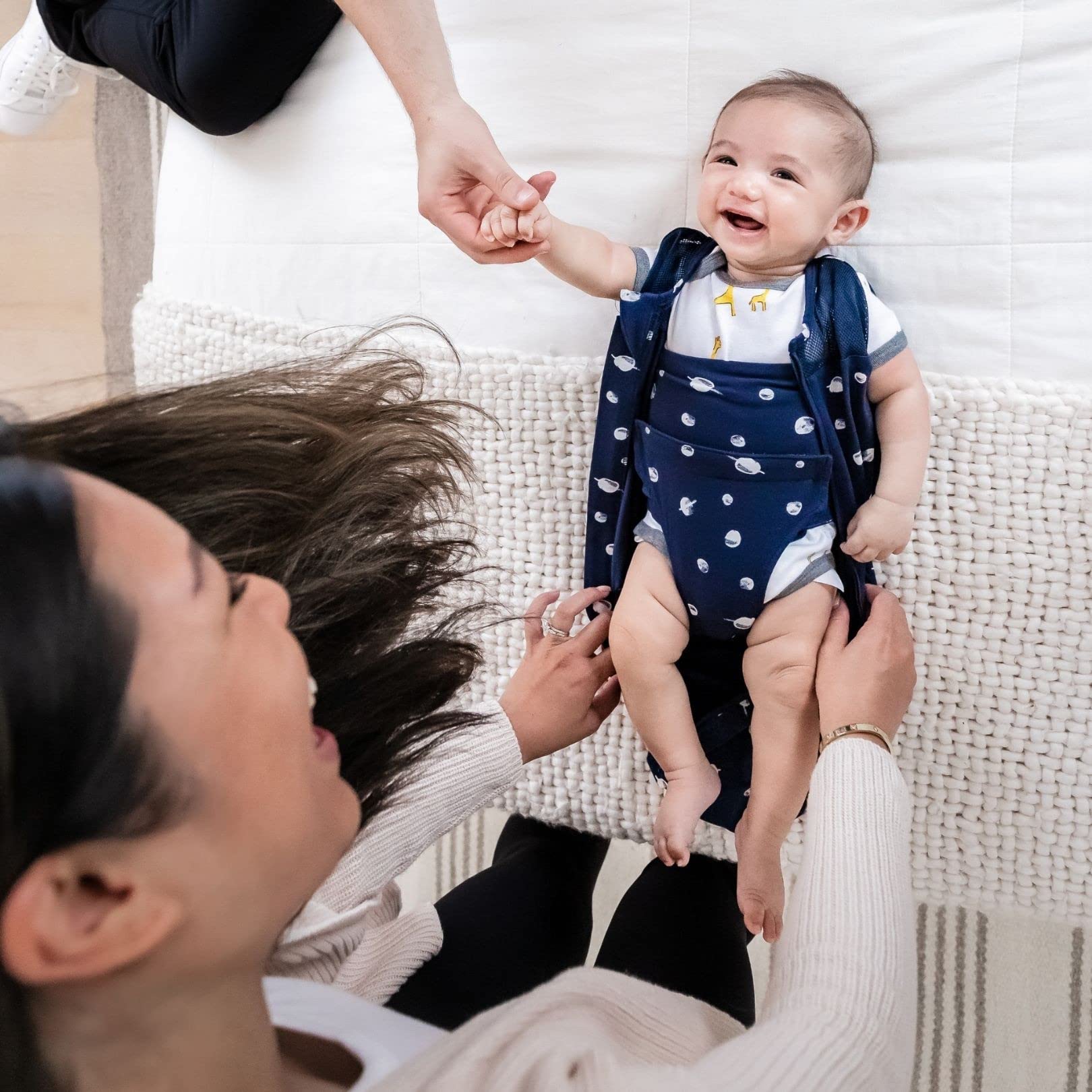 Quiet Velcro closure helps prevent escape during naps